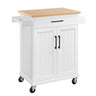 Kitchen Cart with Spice Rack Towel Holder, Kitchen Island Bamboo Tabletop