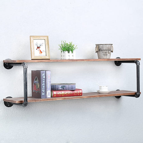 Floating Shelves for Wall Industrial Pipe Shelving, Pipe Shelves with Wood Shelf