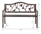 50" Outdoor Garden Bench,Patio Metal Frame Park Bench with Bird Backrest