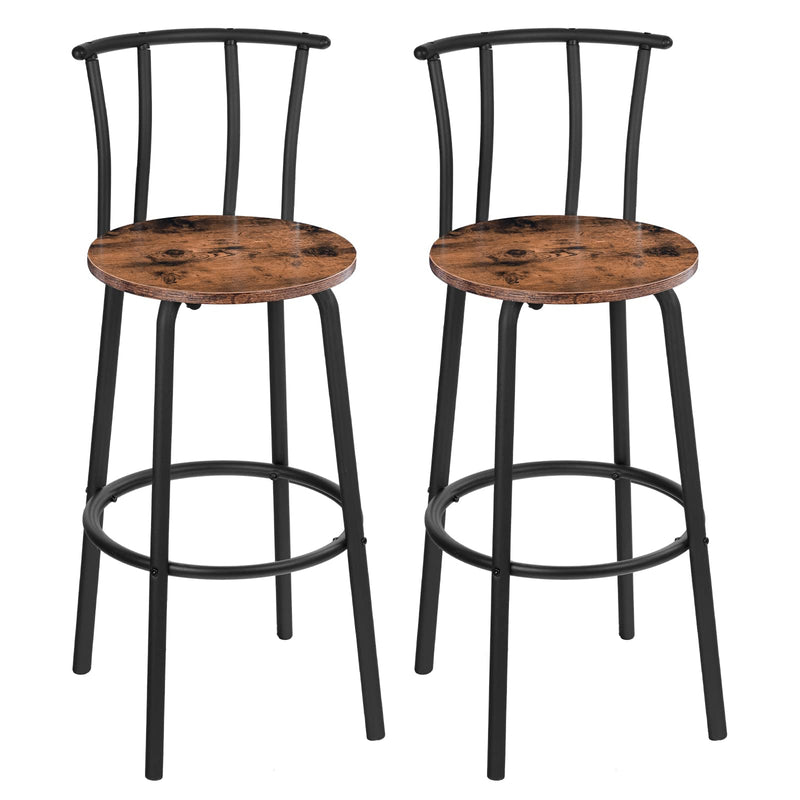 Bar Stools with Back, Set of 2 Bar Chairs, 27.8 Inch Counter Height bar stools