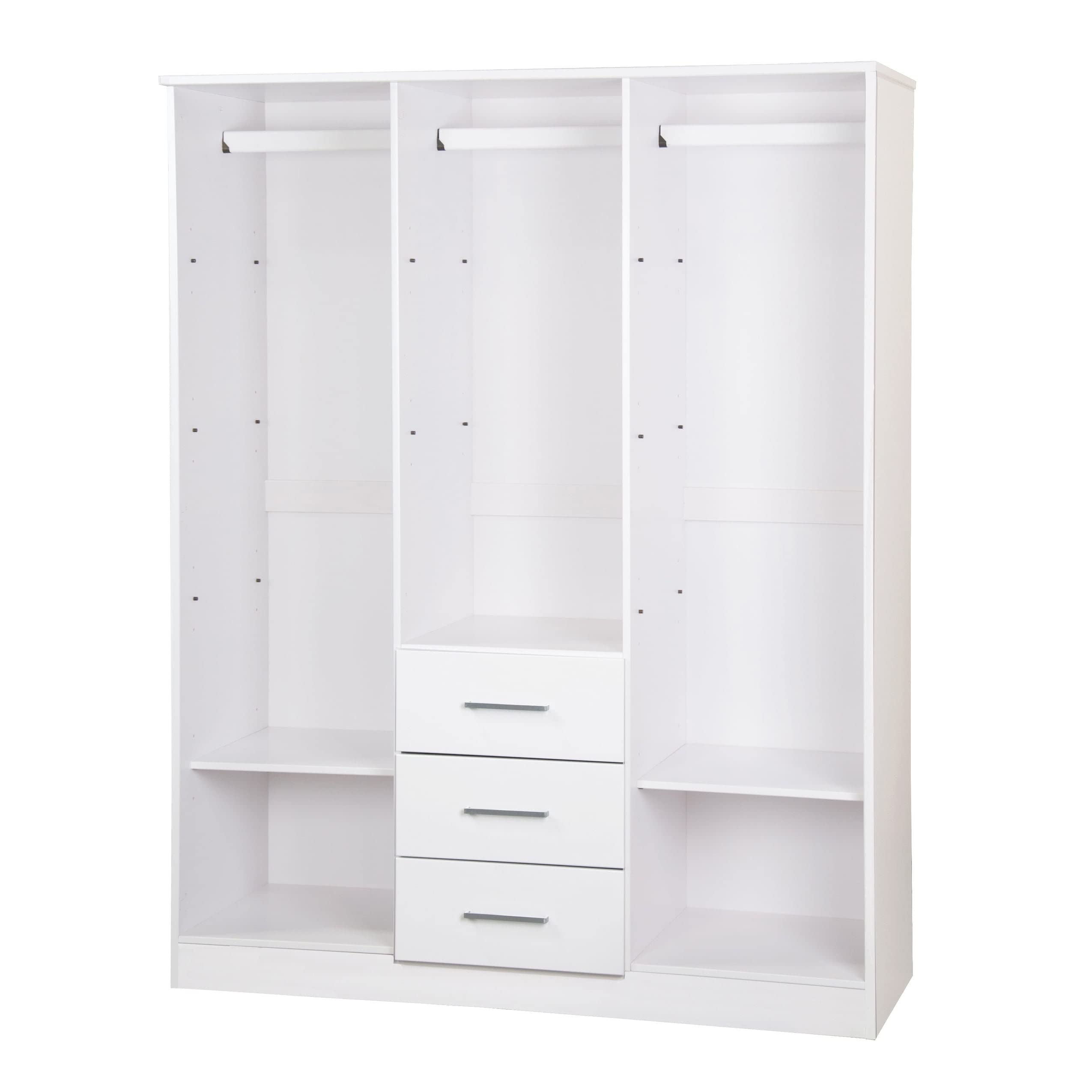 100% Solid Wood Cosmo 3-Door Wardrobe Armoire with Raised Panel Doors