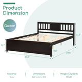 Queen Size Bed Frame, Wood Platform Bed Frame with Headboard