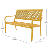 Garden Bench, Outdoor Benches with Anti-Rust Steel Metal Frame, Patio Seating