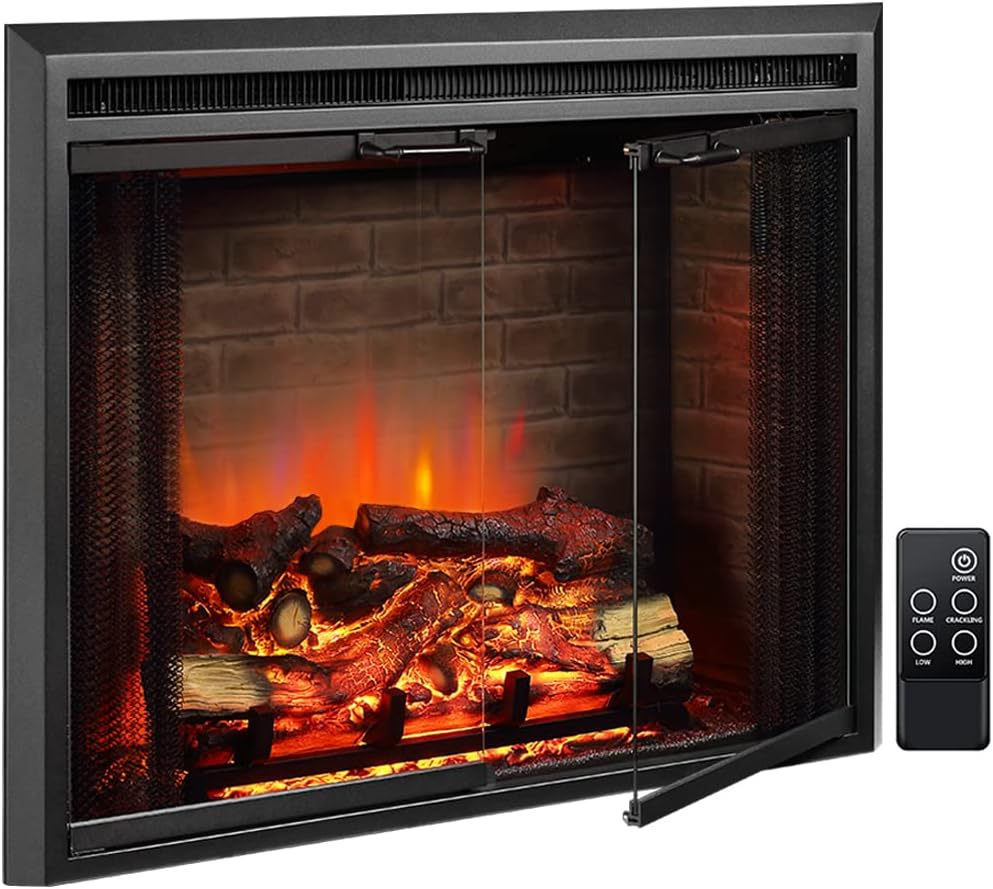 Klaus Electric Fireplace Insert with Fire Crackling Sound