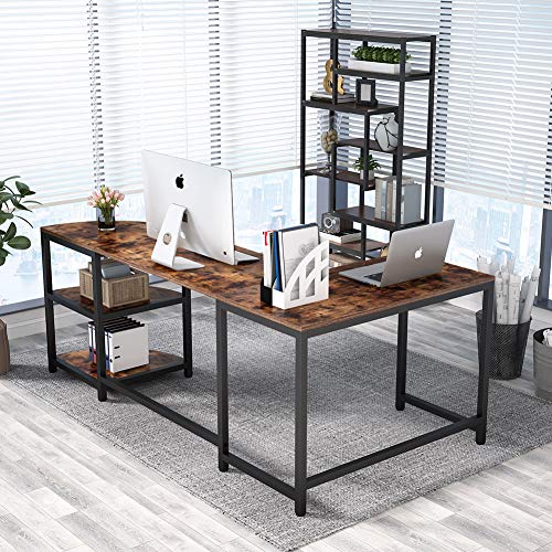 L-Shaped Desk with Corner Shelf