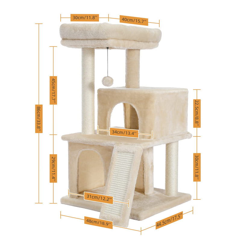 Cat Tree Luxury Cat Tower with Double Condos, Spacious Perch, Fully Wrapped