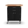 Black Dolly Madison Prep and Serve Kitchen Cart with Natural Top