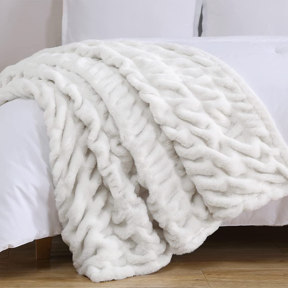 Lapin Ultra Fine Faux Fur Throw Blanket - Luxurious, Chic, Soft and Cozy