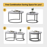 Round Nesting Coffee Table, 31.5" White Modern Accent