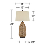 San Carlos Coastal Modern Table Lamp 29" Tall Natural Rattan