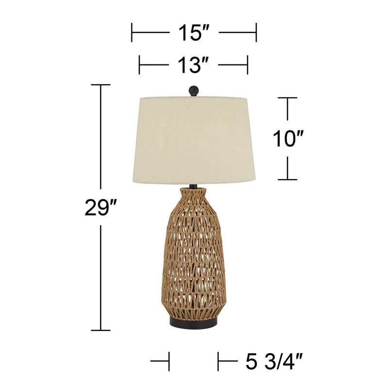 San Carlos Coastal Modern Table Lamp 29" Tall Natural Rattan Wicker Br