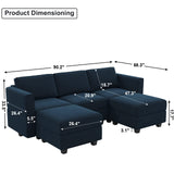 Modular Sectional Sofa with Double Chaise Velvet U Shaped Sofa Reversible Sectional Couch