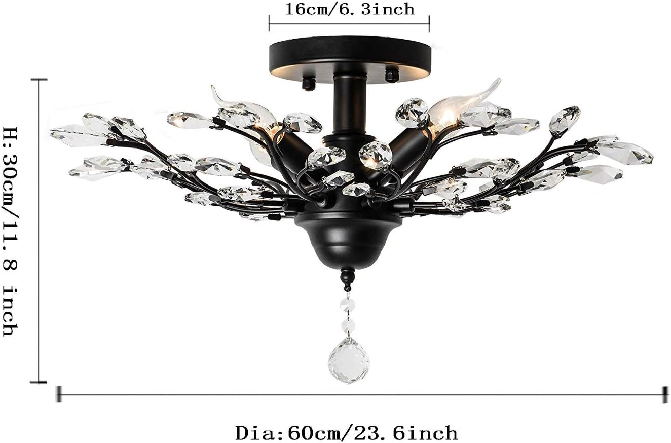 4 Lights Vintage Crystal Chandeliers Ceiling Lights LED Light