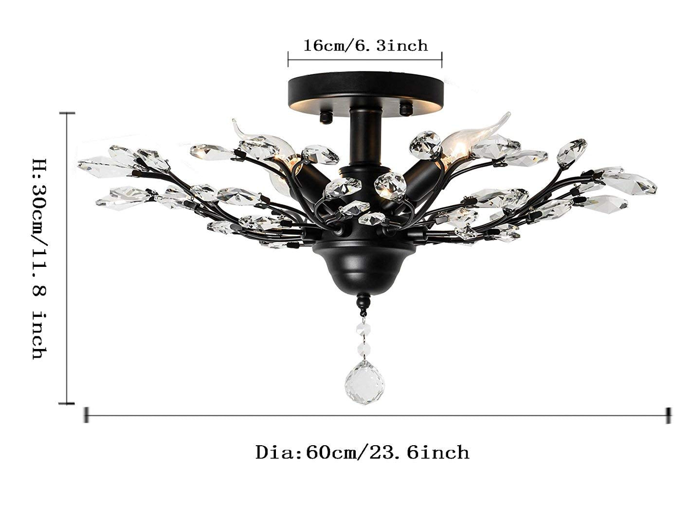 4 Lights Vintage Crystal Chandeliers Ceiling Lights LED Light