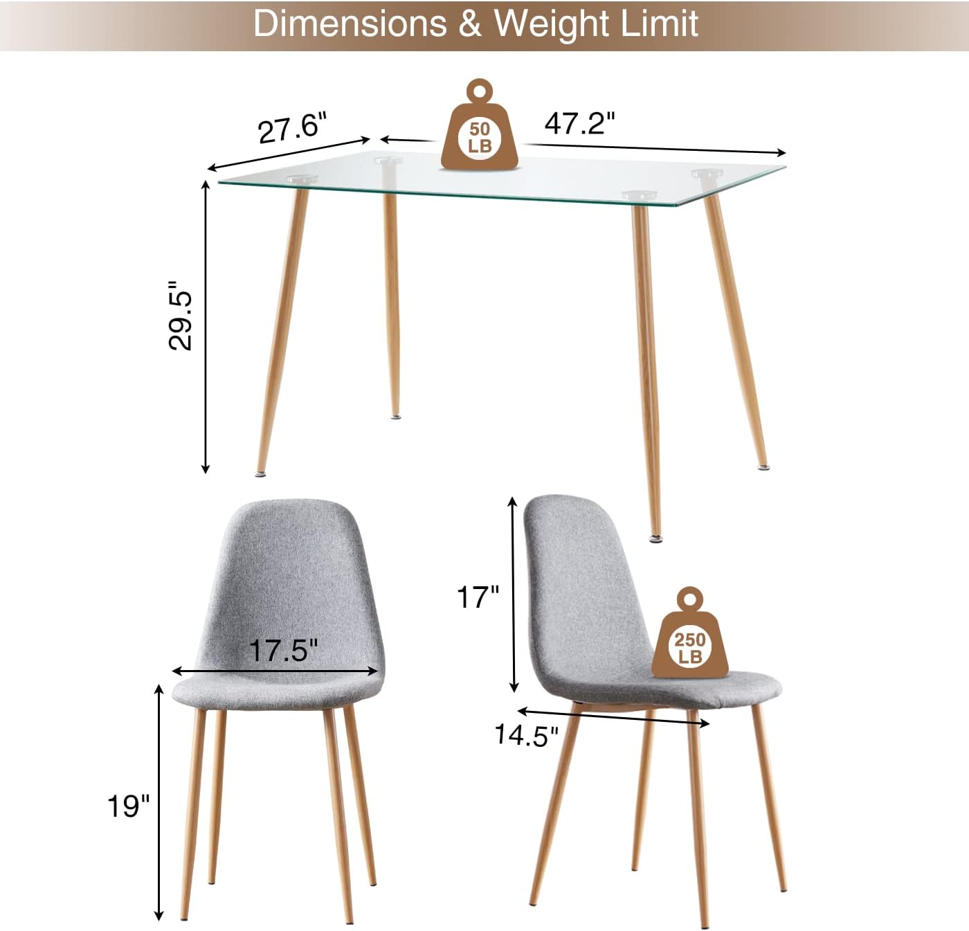 Modern Dining Room Table Set 5 Pieces