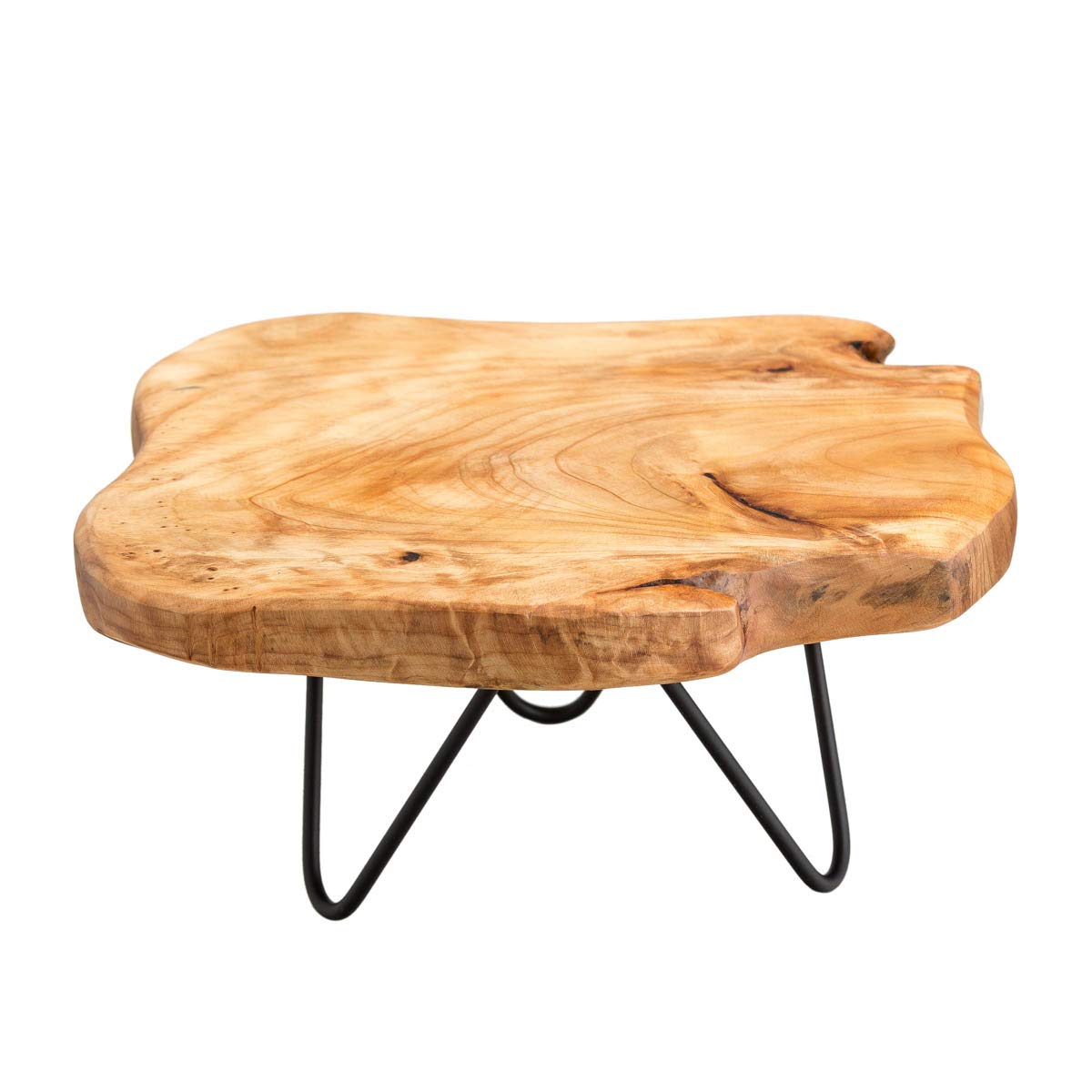 Natural Edge Wooden Stand with Legs for Displaying Cakes, Plants, Candles