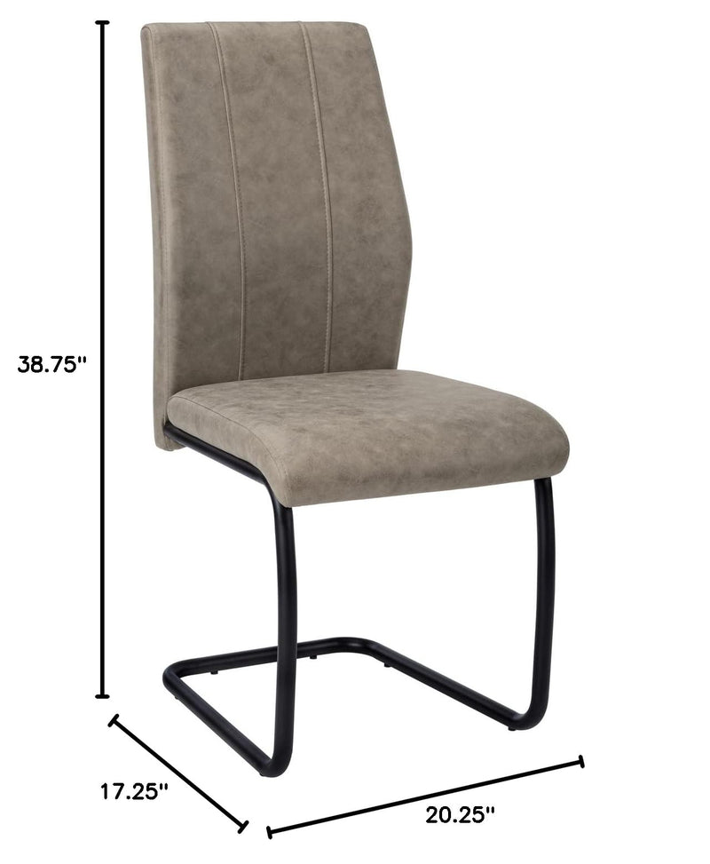 CHAIR-2PCS / 39" H/TAUPE FABRIC/BLACK METAL DINING CHAIR
