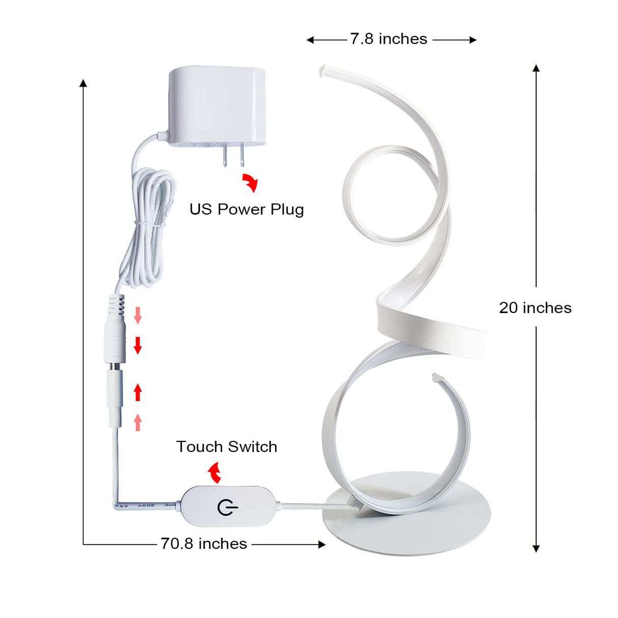 20W 3 Colors Dimmable LED Table Lamp 21.4 Inch