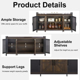 Industrial Wine Bar Cabinet for Liquor and Glasses, Sideboard and Buffet