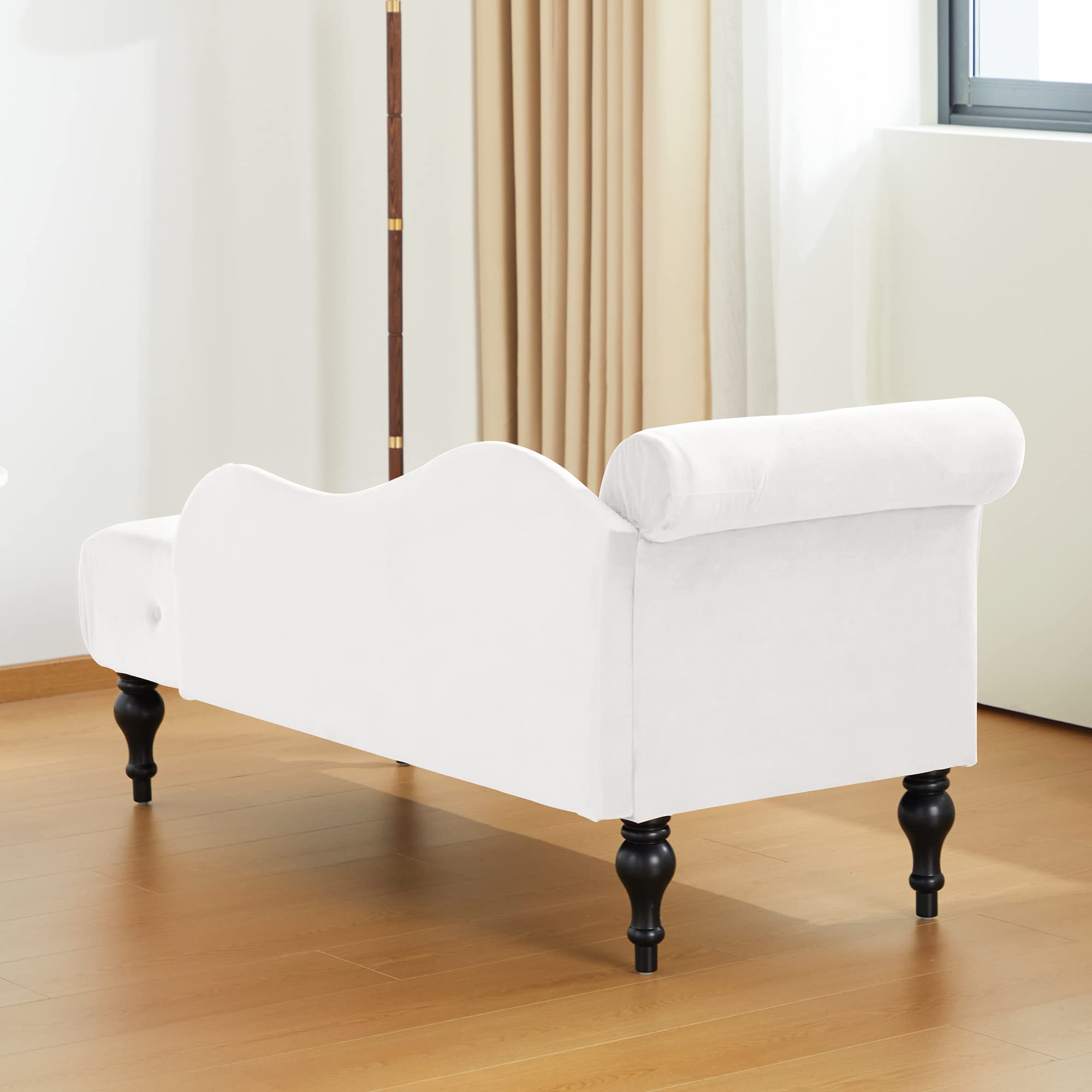 Tufted Upholstered Velvet Rolled Arm Chaise Lounges Indoor Chair