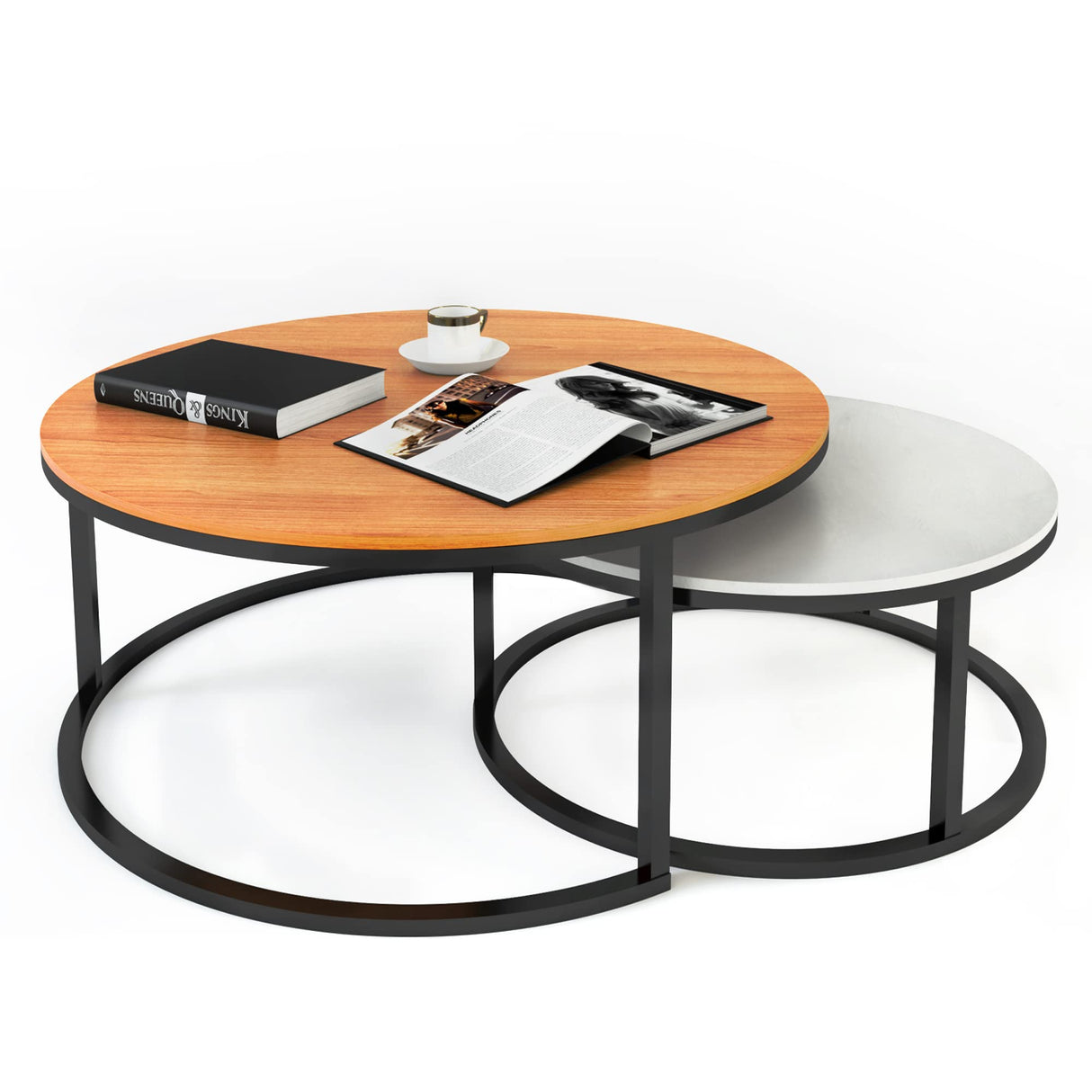 Modern Round Nesting Coffee Tables for Living Room