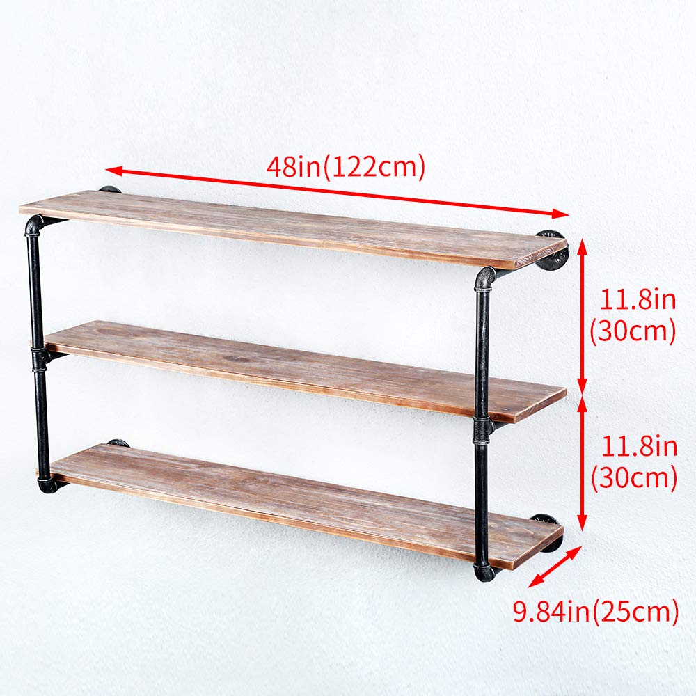 Floating Shelves for Wall Industrial Pipe Shelving,Pipe Shelves with Wood Shelf,Metal