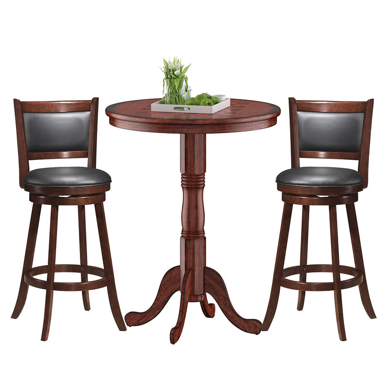 Pcs Pub Table Set, Wooden Pub Pedestal Side Table w/Stable Base
