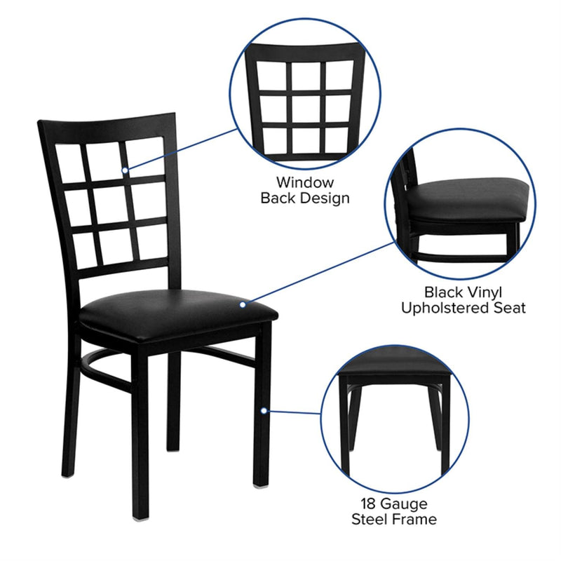 HERCULES Series Black Window Back Metal Restaurant Chair