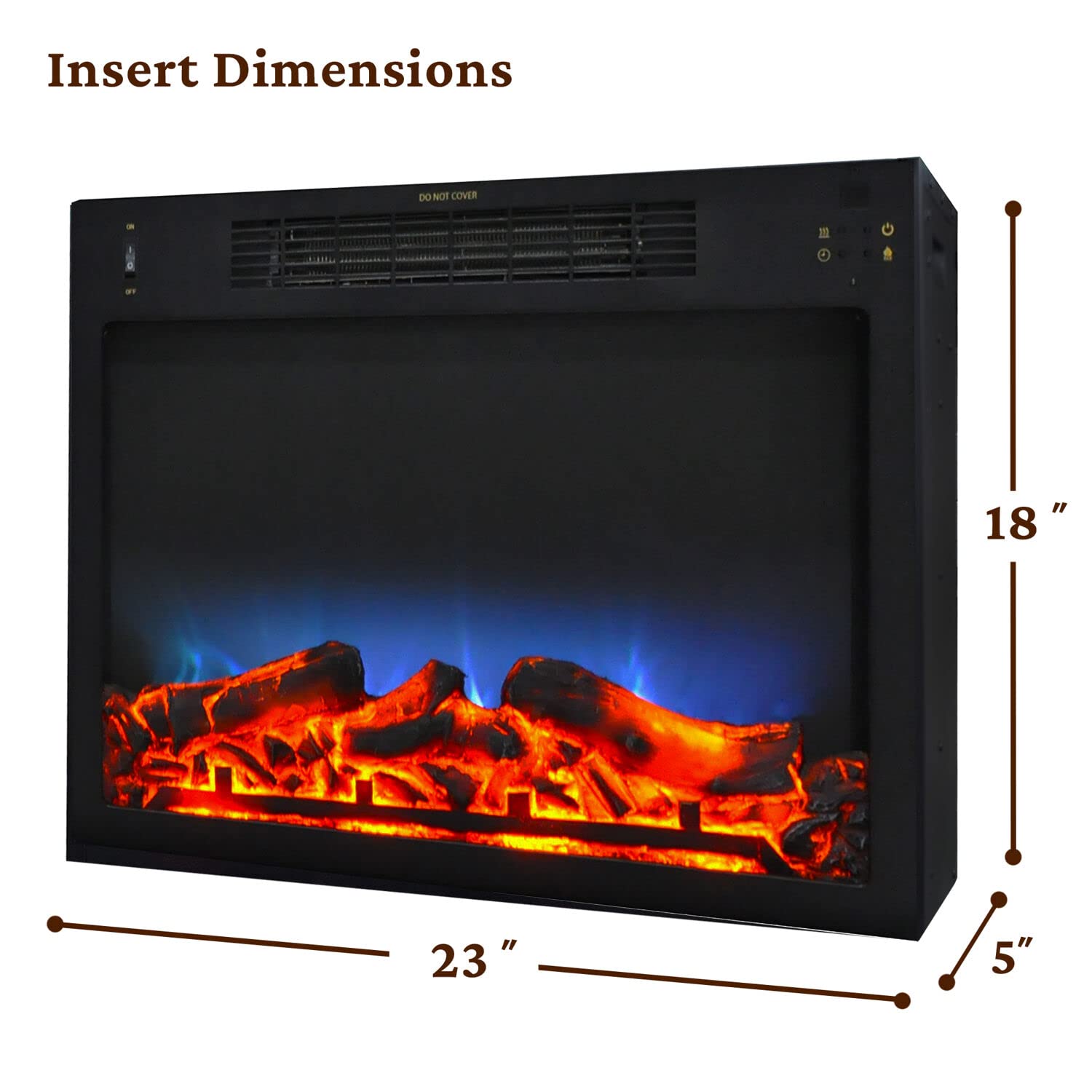 Sanoma 72'' Electric Multi Color LED Fireplace with Charred Log Insert