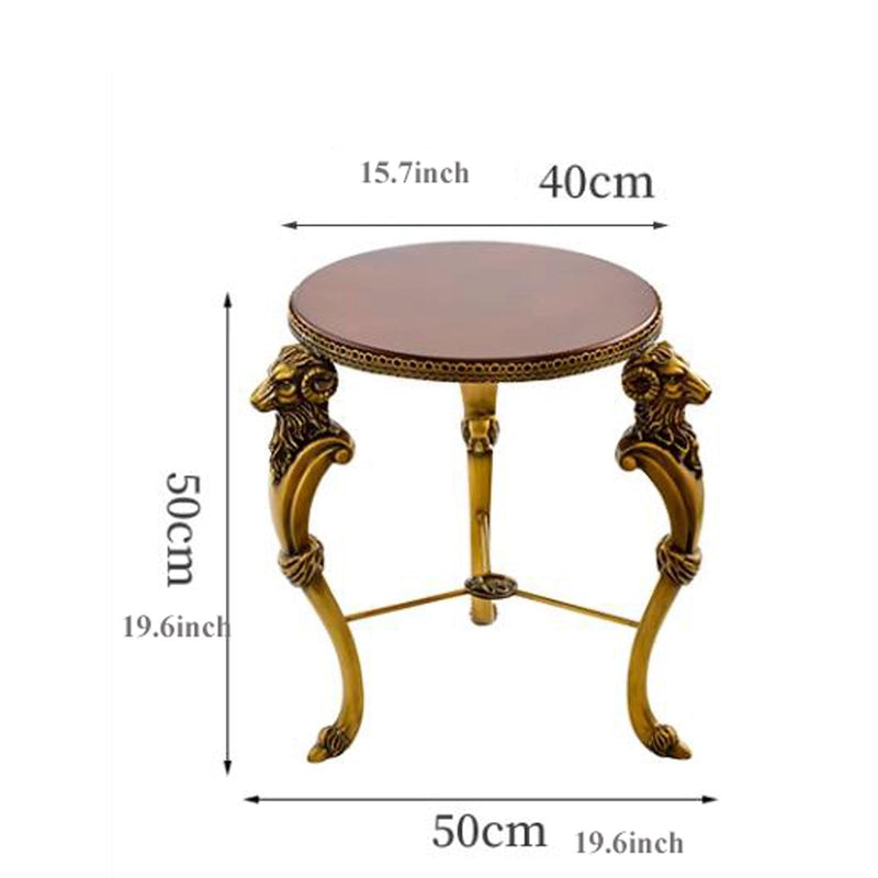 Coffee End Table Small Round End Table , Circular Solid Wood Sofa Side Table with Brass Legs