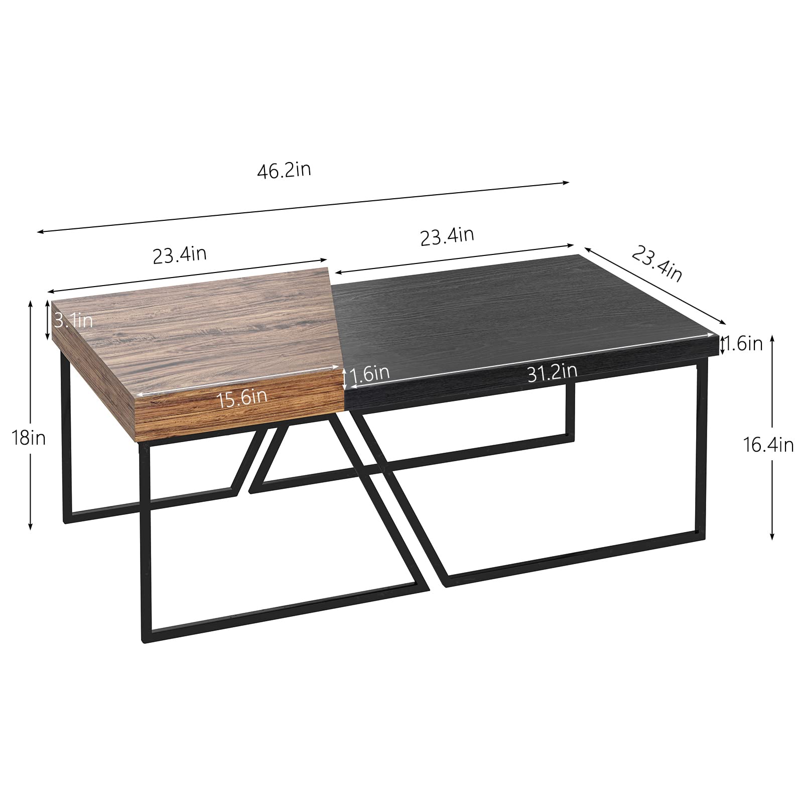 Nesting Table, Modern Stacking Side Table Set of 2