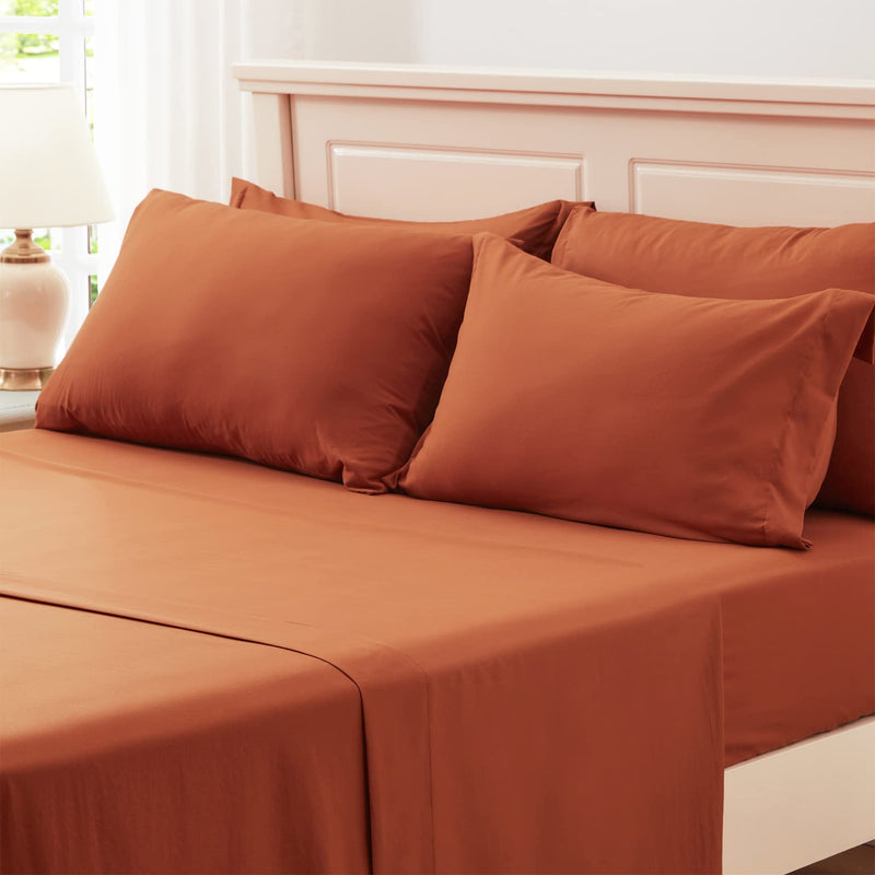 Queen Size Bed in a Bag 7 Pieces, Burnt Orange Bed Comforter Set