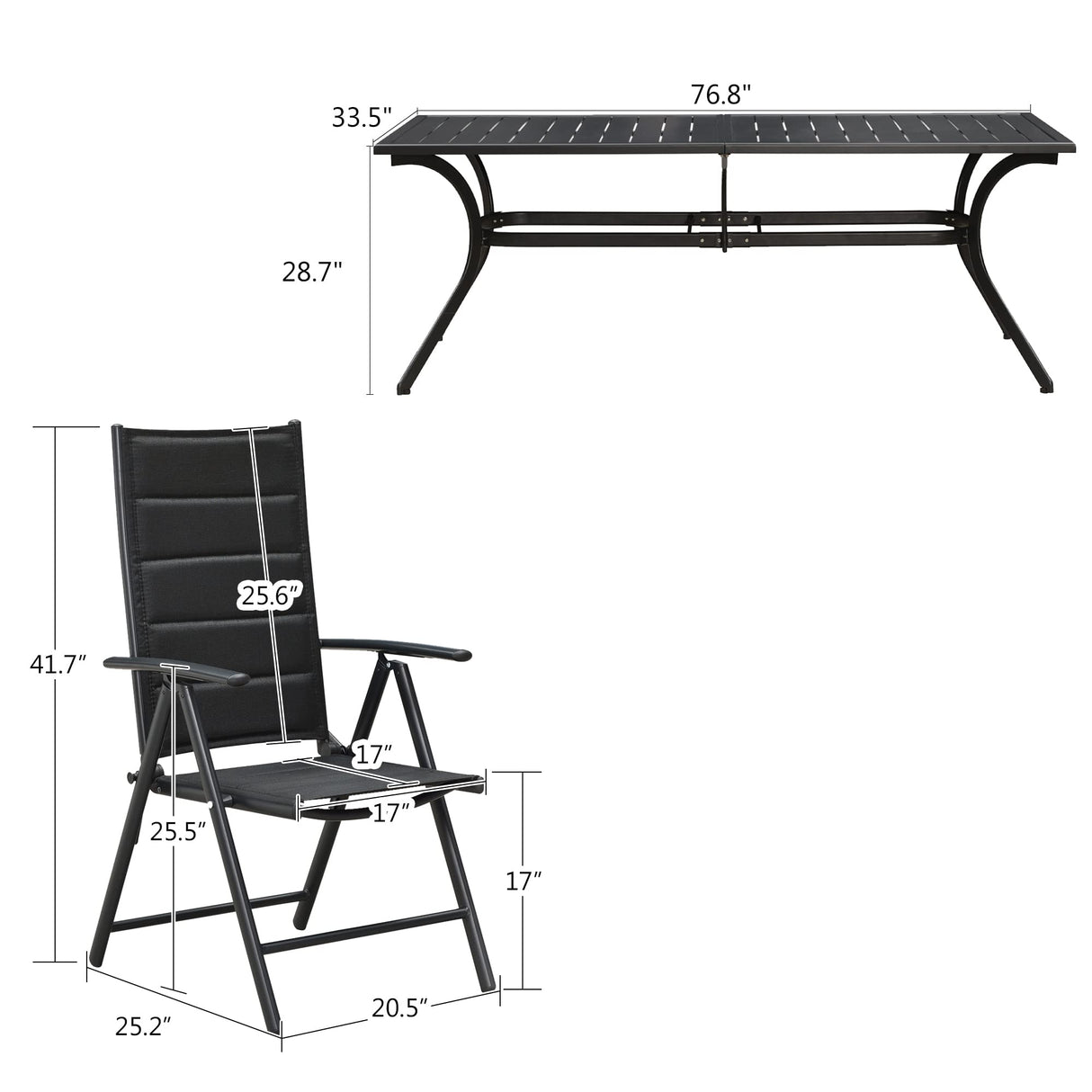 9 Pieces Outdoor Patio Dining Set with 8 Folding Portable Chairs