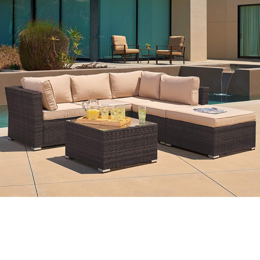 6-Piece Patio Furniture Set 83" x 81" Outdoor Sectional Sofa