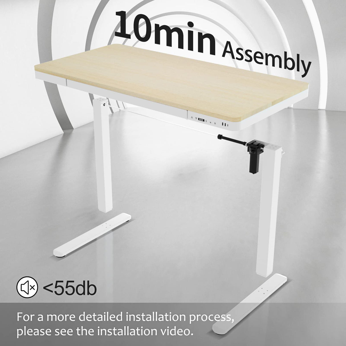 Electric Standing Desk with Drawers, Whole Piece 48 X 24 Inches