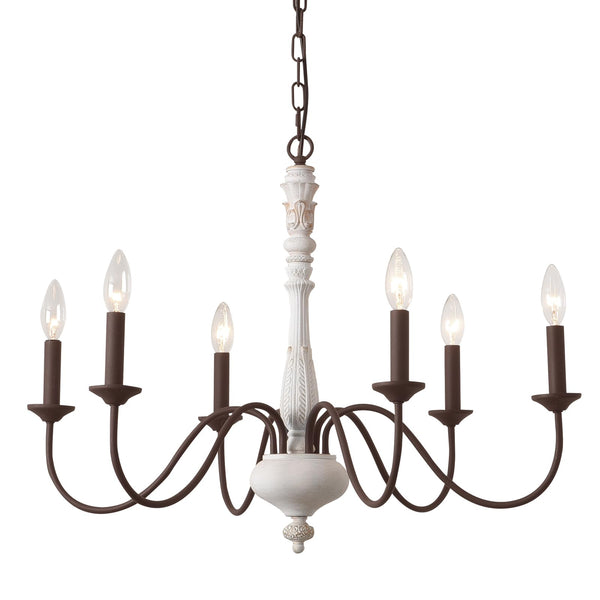 French Country Chandelier,6-Light Farmhouse Chandelier Vintage Candle