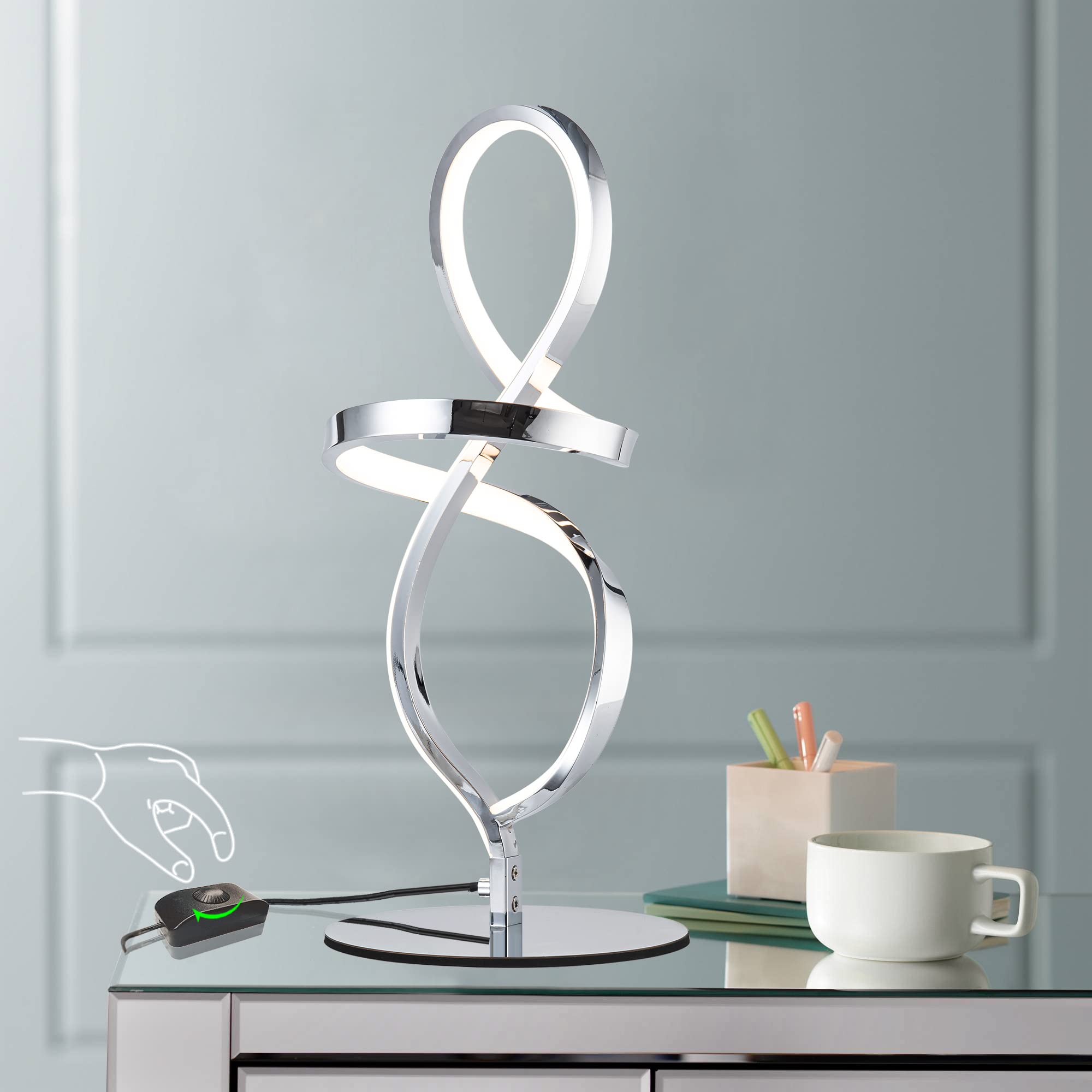 Modern Table Lamp, LED Spiral Lamp, Stepless Dimmable Bedside Lamp