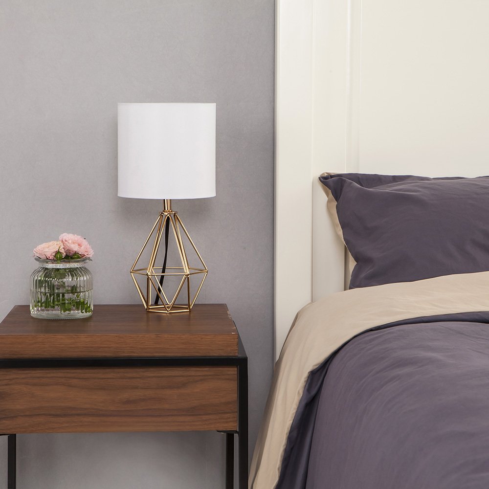 Gold Modern Hollow Out Base Bedroom Small Table Lamp