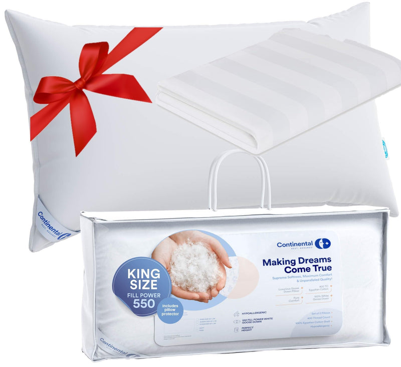 Luxury Down Pillow Set for Christmas: King Size Pack of 1 Medium Pillow + King Pillow