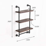 Industrial Pipe Wall Bathroom Shelf Rustic Bathroom Shelves with Towel Bar,24"