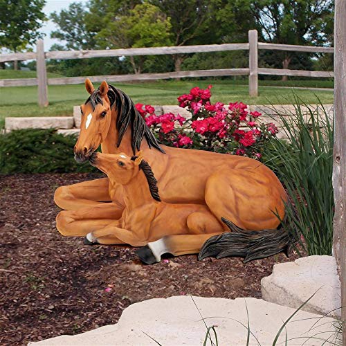 AL307690 Motherly Love Pony Foal and Mare Horse Statue, Full Color