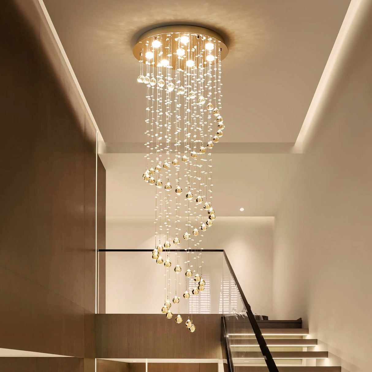 Modern K9 Crystal Spral Raindrop Chandelier Lighting Flush