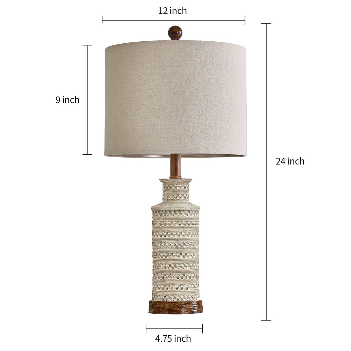 24'' Farmhouse Table Lamp Set of 2 for Bedroom Living Room