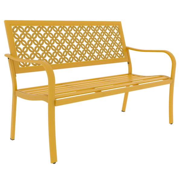 Outdoor Bench Garden Bench with Armrests Steel Bench for Outdoors
