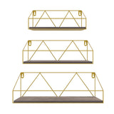 Floating Shelves Wall Mounted Set of 3 Gold Storage Shelf for Bathroom, Bedroom