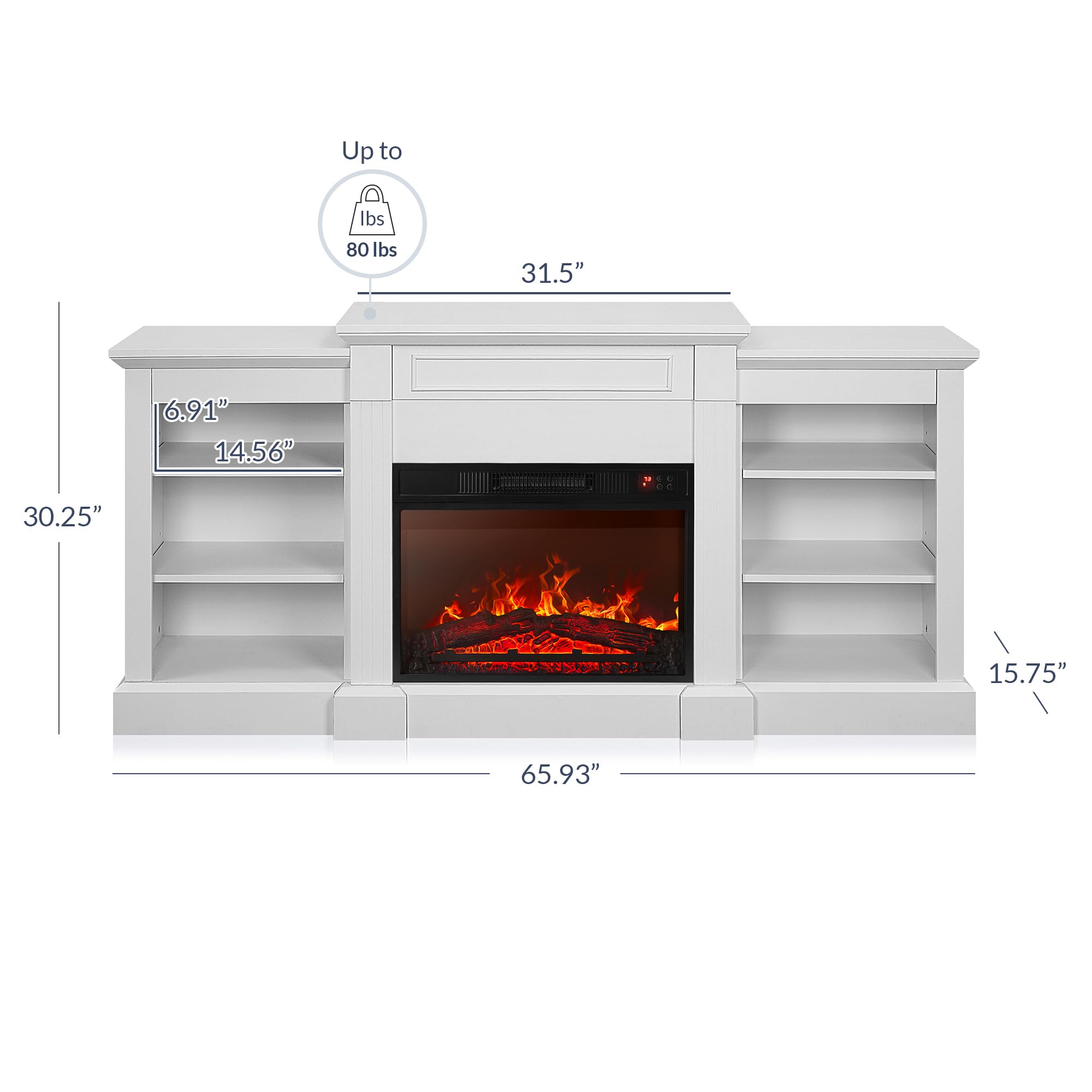 Modern 66" Electric Fireplace Heater Mantel TV Stand