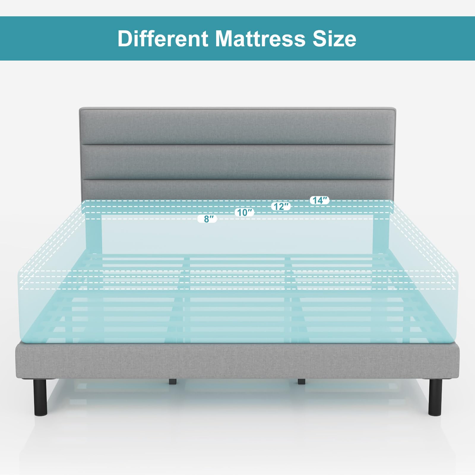 Sturdy Platform Bed with Wooden Slats Support