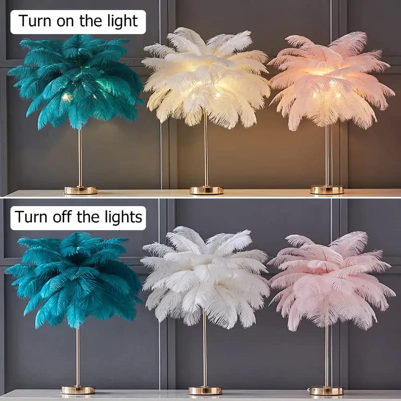 White Feather Table Lamp with Plug in Wire Modern Feather Lamp 3