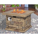 Outdoor Propane Fire Pit, Square Stonecrest Gas Fire Pit for Outside Patio