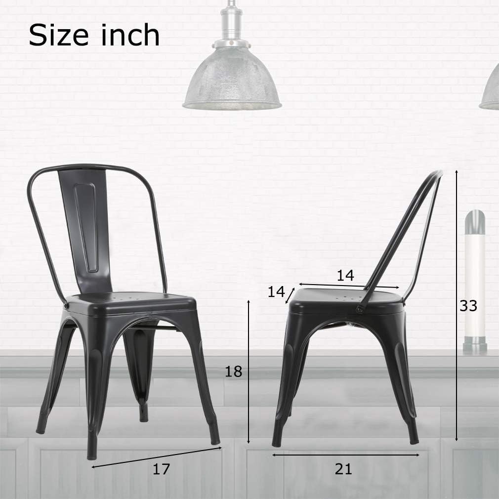 Metal Dining Chairs Set of 4 Indoor Outdoor Chairs Patio Chairs